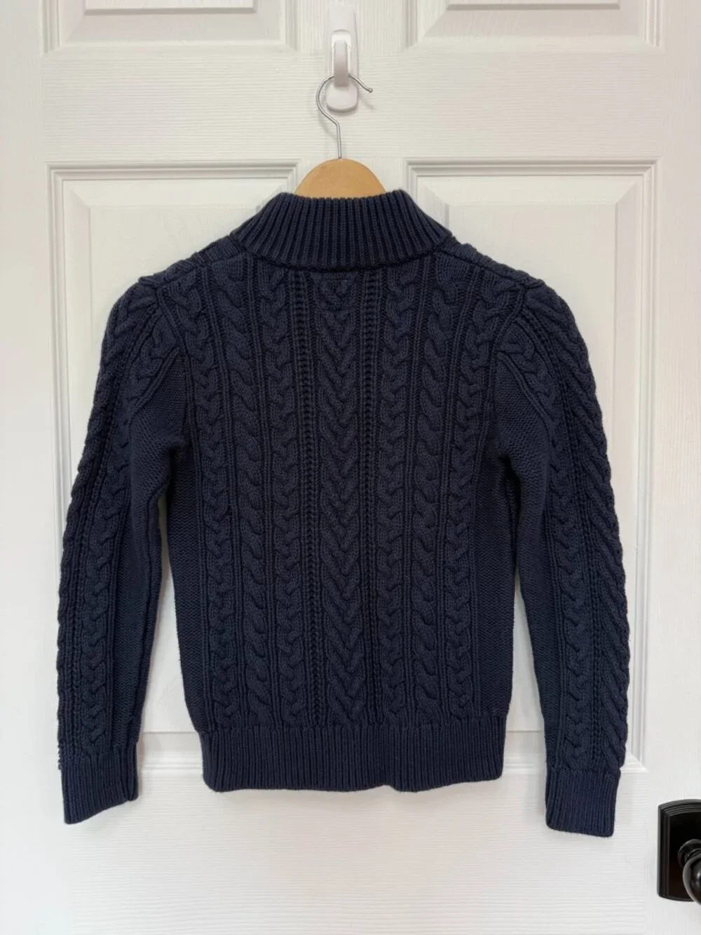 Gap Kids Cable Knit Mock Neck Henley Sweater Navy Blue Size M (8)